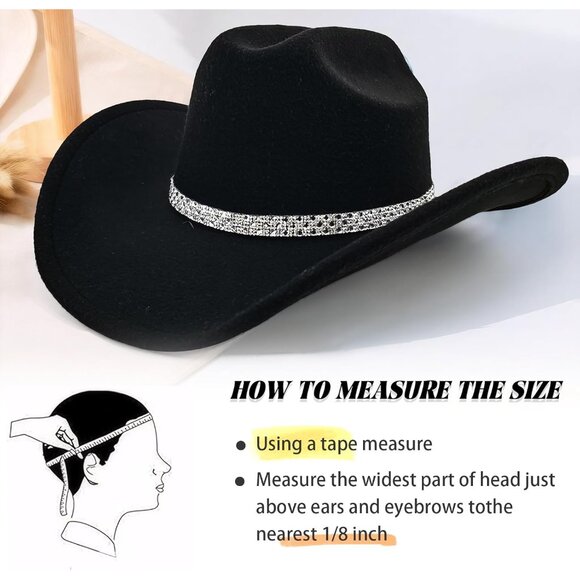 Cowboy Hat Set Rhinestone Wide Brim Bandana Heart Sunglasses Womens Western - Picture 7 of 7
